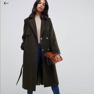 ASOS olive green longline coat